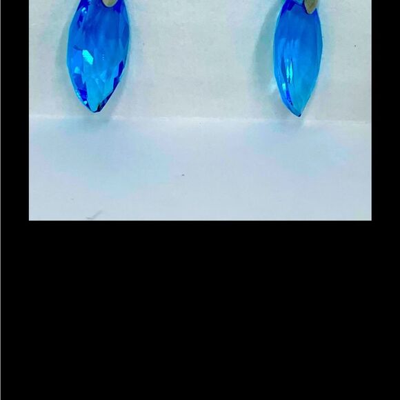 Authentic London Blue Topaz Drop Earrings Platinum Setting Preloved - Picture 8 of 8